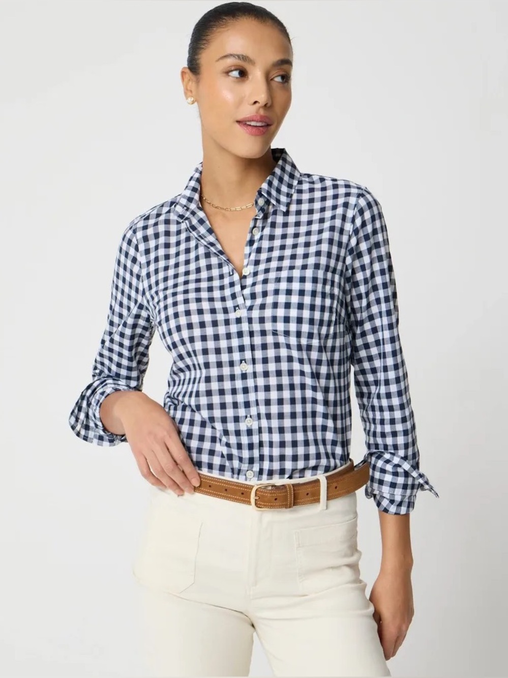 Jcrew Classic Blue Gingham Button Up Shirt Size 2